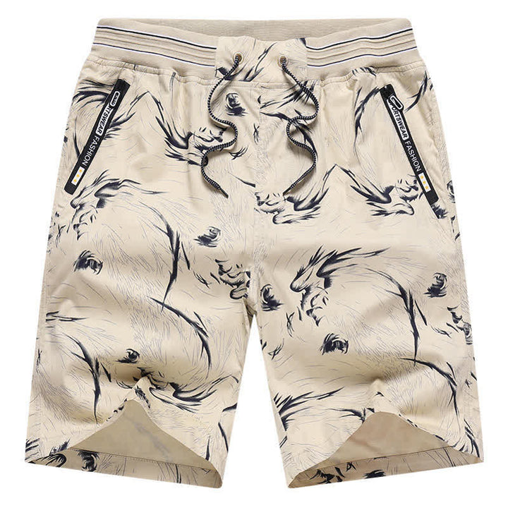 Buddha Stones Sommerliche Herren-Shorts aus Baumwolle mit Kordelzug, abstraktem Print und Taschen - image 5