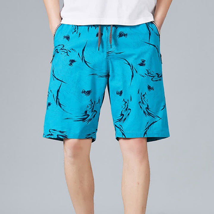 Buddha Stones Sommerliche Herren-Shorts aus Baumwolle mit Kordelzug, abstraktem Print und Taschen - Tiefblau - US/ UK/AU48, EU58 (5XL) - image 18