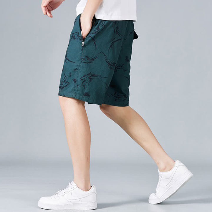 Buddha Stones Sommerliche Herren-Shorts aus Baumwolle mit Kordelzug, abstraktem Print und Taschen - image 14