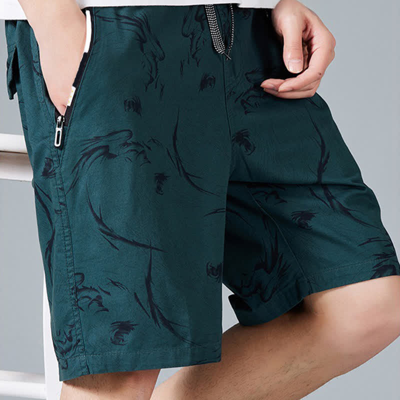 Buddha Stones Sommerliche Herren-Shorts aus Baumwolle mit Kordelzug, abstraktem Print und Taschen - image 16