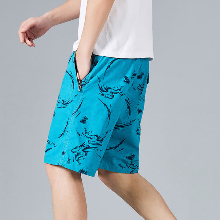 Buddha Stones Sommerliche Herren-Shorts aus Baumwolle mit Kordelzug, abstraktem Print und Taschen - image 19