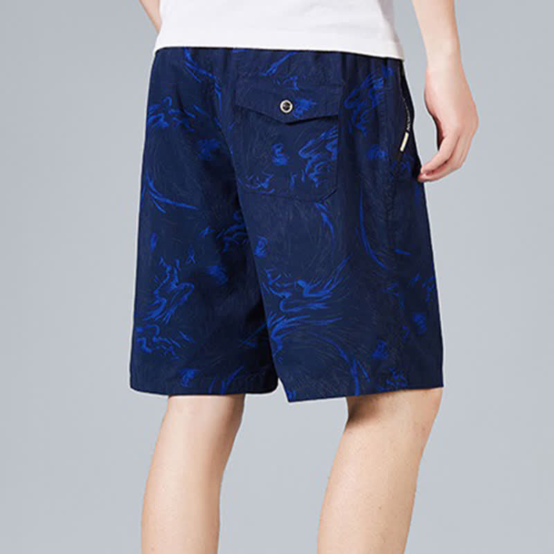 Buddha Stones Sommerliche Herren-Shorts aus Baumwolle mit Kordelzug, abstraktem Print und Taschen - image 9