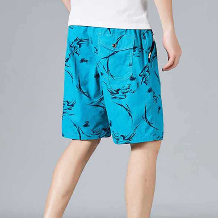 Buddha Stones Sommerliche Herren-Shorts aus Baumwolle mit Kordelzug, abstraktem Print und Taschen - image 21