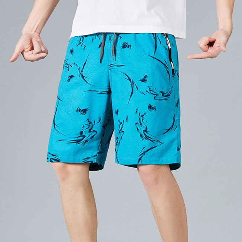 Buddha Stones Sommerliche Herren-Shorts aus Baumwolle mit Kordelzug, abstraktem Print und Taschen - image 20