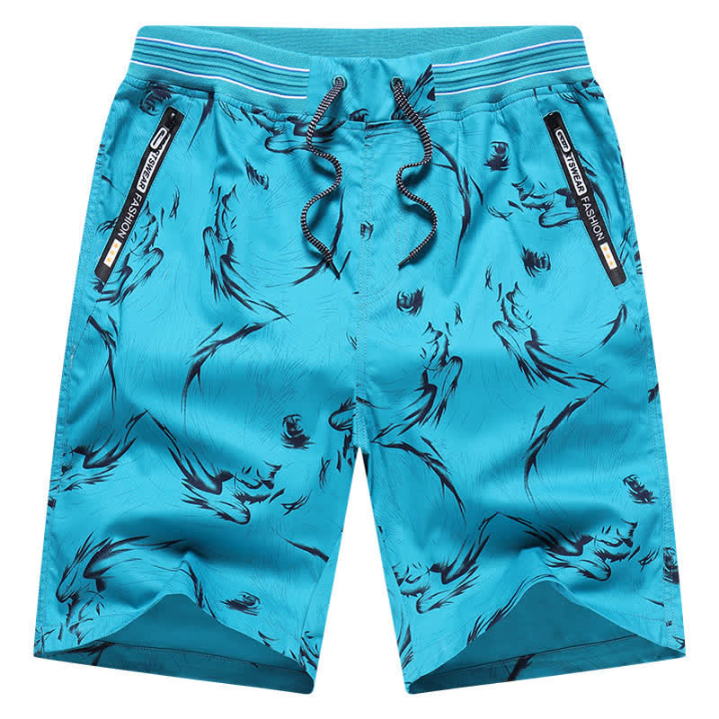Buddha Stones Sommerliche Herren-Shorts aus Baumwolle mit Kordelzug, abstraktem Print und Taschen - image 27