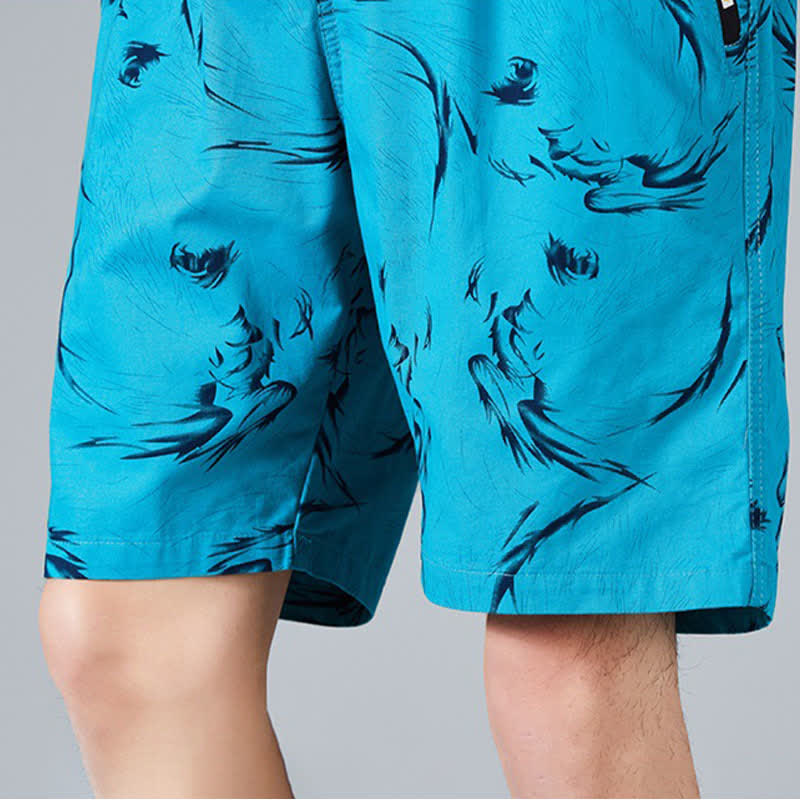 Buddha Stones Sommerliche Herren-Shorts aus Baumwolle mit Kordelzug, abstraktem Print und Taschen - image 23