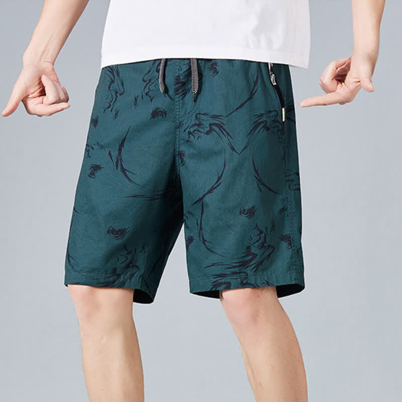 Buddha Stones Sommerliche Herren-Shorts aus Baumwolle mit Kordelzug, abstraktem Print und Taschen - image 15