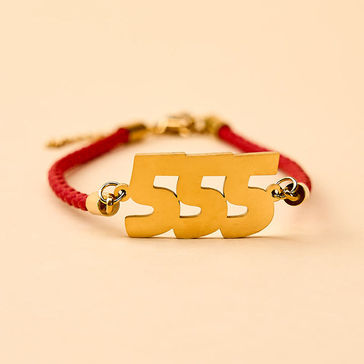 Buddha Stones Engelszahlen-Armband aus Titanstahl, verstellbar, mit Glaubensmotiv - 555 - Goldrotes Seil (Handgelenkumfang: 15-20 cm) - image 0
