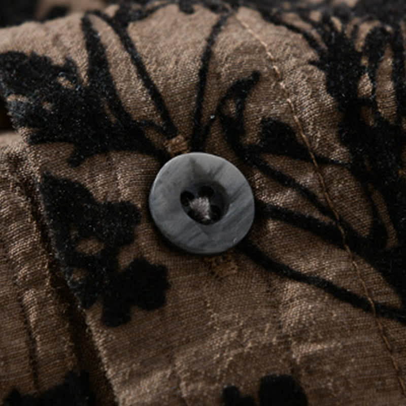 Buddha Stones Lässiges, sommerliches Herrenhemd mit Knopfleiste, Blumenmuster, kurzen Ärmeln und Ziertasche - image 13