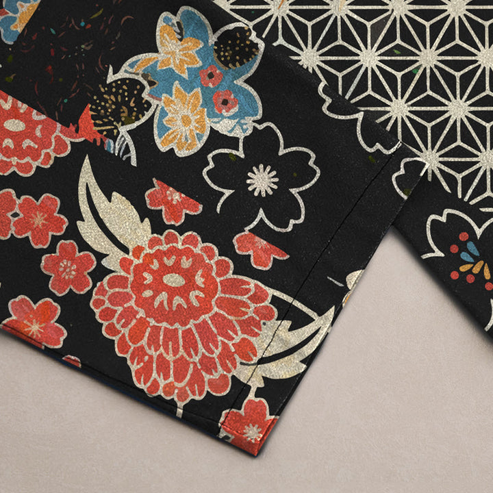 Buddha Stones Herrenhose aus Baumwolle mit böhmischem Blumen-Patchworkmuster, schmal zulaufend und mit Taschen - image 2