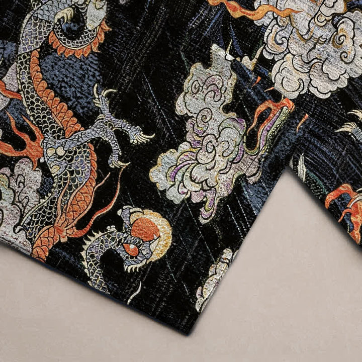 Buddha Stones Herrenhose aus Baumwolle mit Drachen- und Wolkenmuster, schmal zulaufend und mit Taschen - image 2