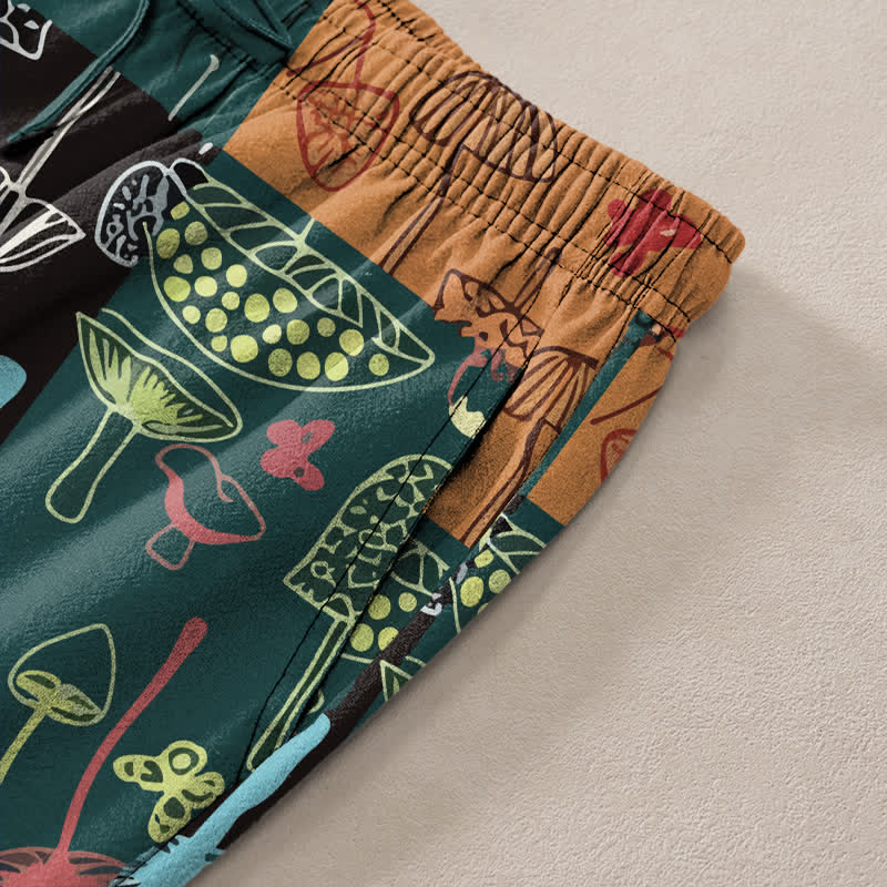 Buddha Stones Herrenhose aus Baumwolle mit Pilzmuster und Taschen - image 3