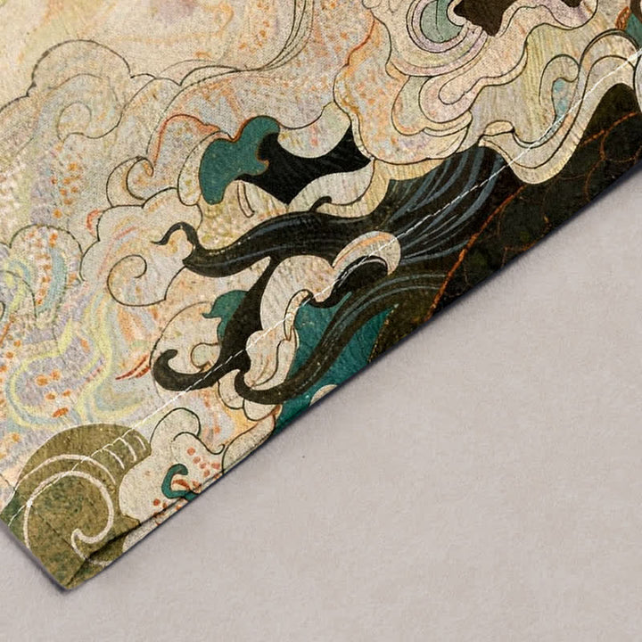 Buddha Stones Herrenhose aus Baumwolle mit orientalischem Drachenwellenmuster, schmal zulaufendem Schnitt und Taschen - image 2