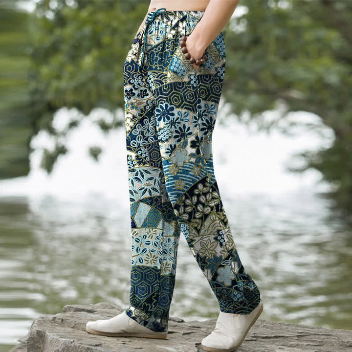 Buddha Stones Herrenhose aus Baumwolle mit böhmischem Patchworkmuster, schmal zulaufend und mit Taschen - image 5