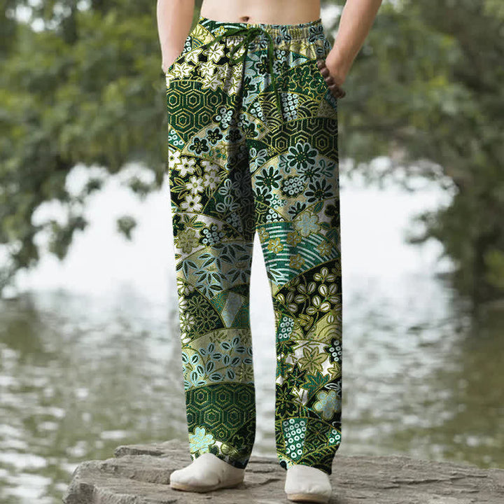 Buddha Stones Herrenhose aus Baumwolle mit böhmischem Patchworkmuster, schmal zulaufend und mit Taschen - Waldgrün - US/ UK/AU50, EU60 (5XL) - image 6