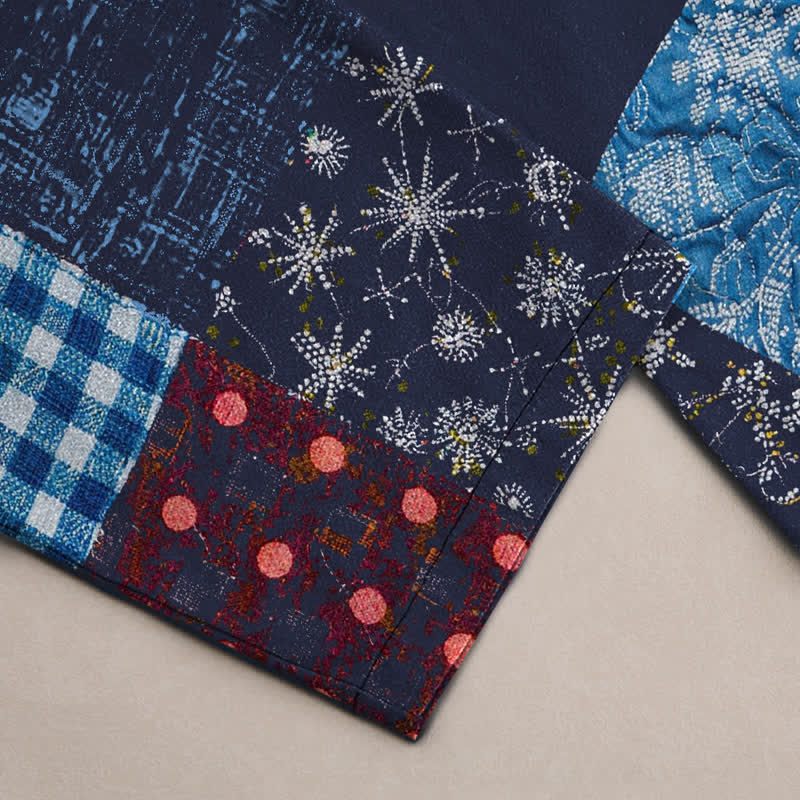 Buddha Stones Herrenhose aus Baumwolle mit Patchwork-Blumenmuster, schmal zulaufendem Schnitt und Taschen - image 2