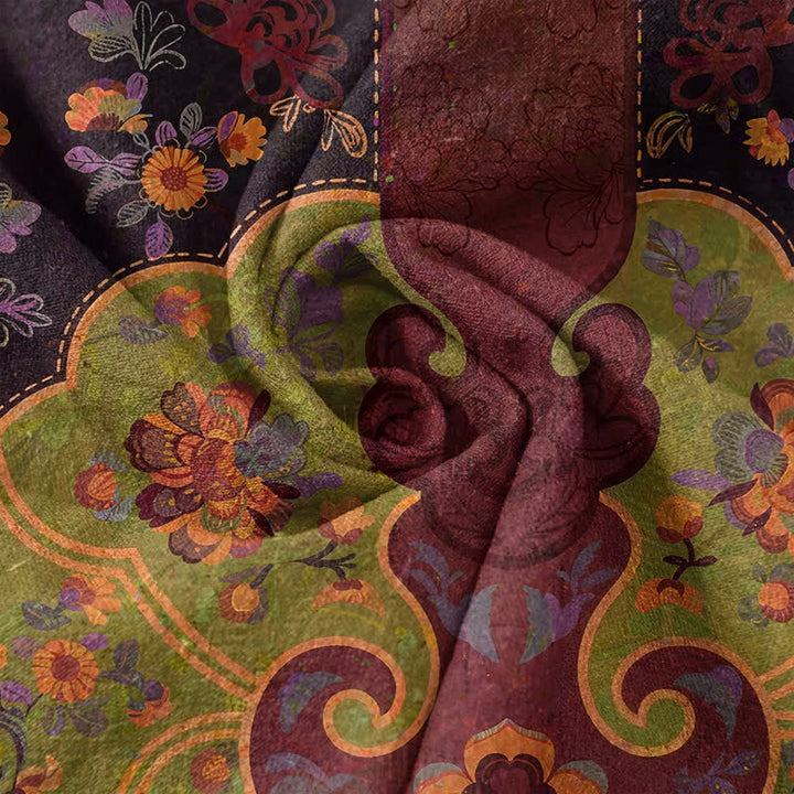 Buddha Stones Kurzarmhemd aus Baumwolle mit barockem Blumenmuster und halber Knopfleiste für Herren - image 4