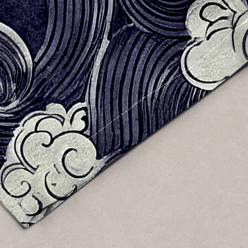 Buddha Stones Herrenhose aus Baumwolle mit Wolken- und Wellenmuster, schmal zulaufend und mit Taschen - image 2