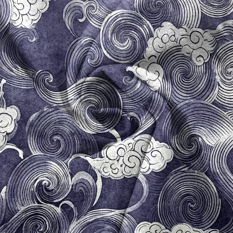 Buddha Stones Herrenhose aus Baumwolle mit Wolken- und Wellenmuster, schmal zulaufend und mit Taschen - image 3