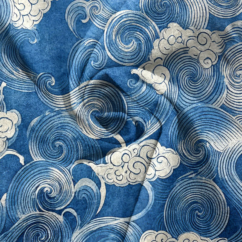 Buddha Stones Herrenhose aus Baumwolle mit Wolken- und Wellenmuster, schmal zulaufend und mit Taschen - image 7