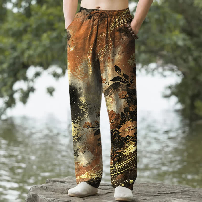 Buddha Stones Herrenhose aus Baumwolle mit floralem Sternenmuster, schmal zulaufendem Schnitt und Taschen - Peru - US/ UK/AU50, EU60 (5XL) - image 8
