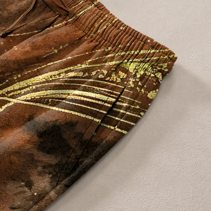 Buddha Stones Herrenhose aus Baumwolle mit floralem Sternenmuster, schmal zulaufendem Schnitt und Taschen - image 11