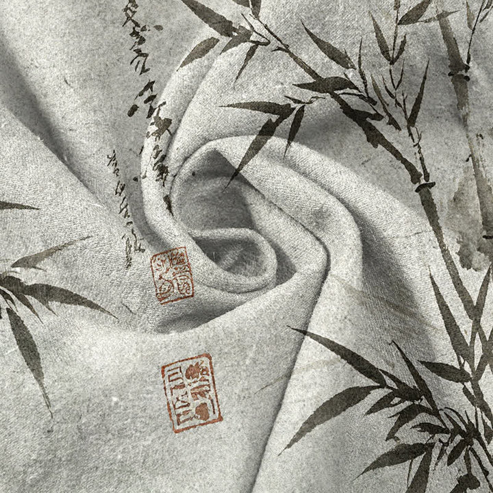 Buddha Stones Herrenhose mit schmal zulaufendem Schnitt und Taschen, bedruckt mit Bambusblattmuster aus Baumwolle - image 3