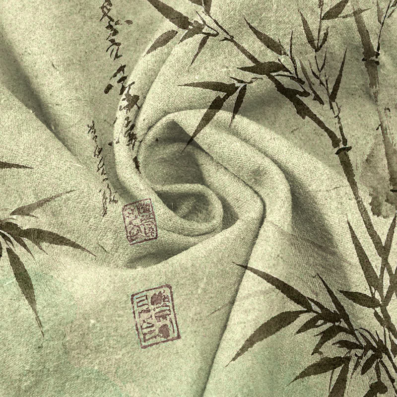 Buddha Stones Herrenhose mit schmal zulaufendem Schnitt und Taschen, bedruckt mit Bambusblattmuster aus Baumwolle - image 7