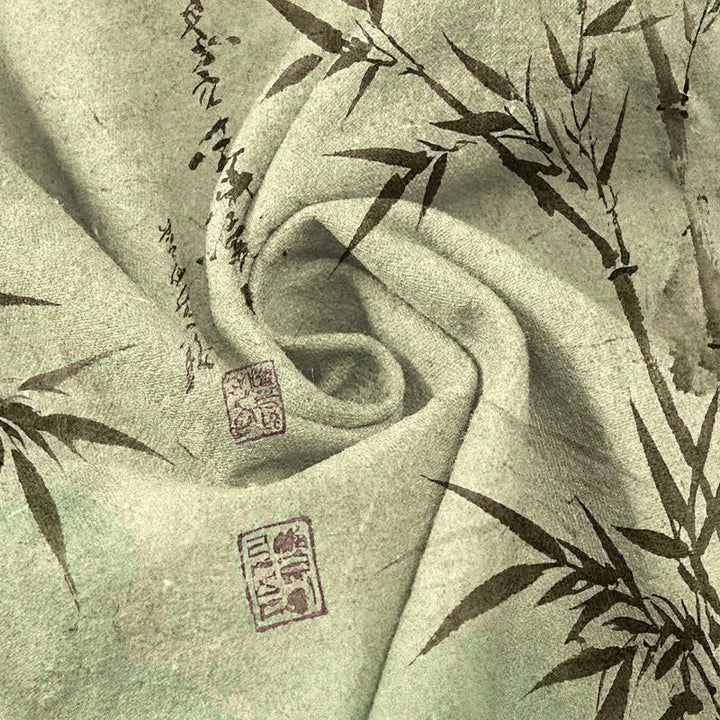 Buddha Stones Herrenhose mit schmal zulaufendem Schnitt und Taschen, bedruckt mit Bambusblattmuster aus Baumwolle - image 7