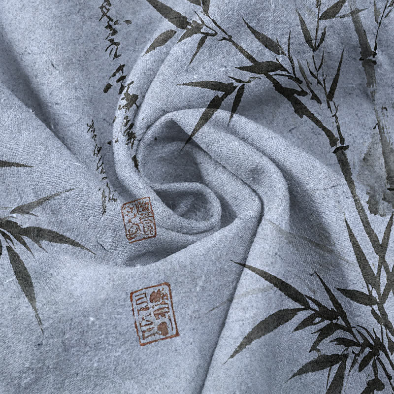 Buddha Stones Herrenhose mit schmal zulaufendem Schnitt und Taschen, bedruckt mit Bambusblattmuster aus Baumwolle - image 11