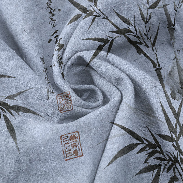 Buddha Stones Herrenhose mit schmal zulaufendem Schnitt und Taschen, bedruckt mit Bambusblattmuster aus Baumwolle - image 11