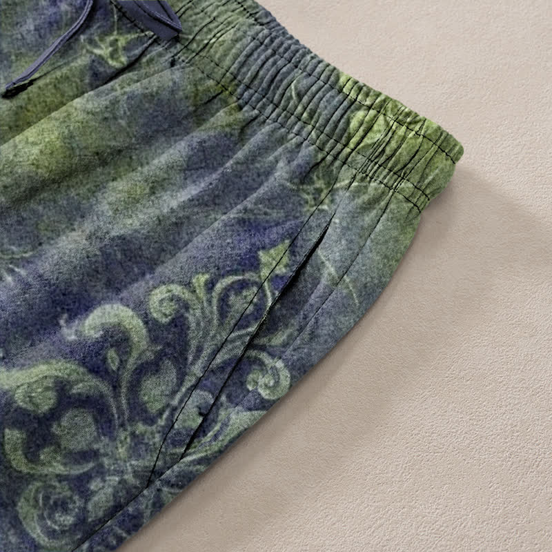 Buddha Stones Baumwollhose für Herren mit Vintage-Barockmuster, schmal zulaufendem Schnitt und Taschen - image 7