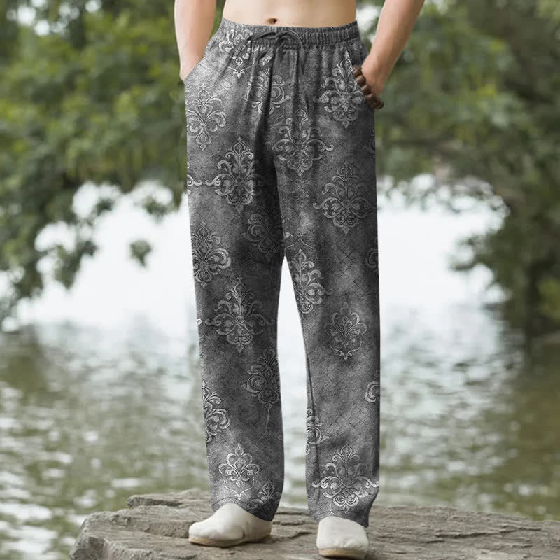 Buddha Stones Baumwollhose für Herren mit Vintage-Barockmuster, schmal zulaufendem Schnitt und Taschen - Dunkelgrau - US/ UK/AU50, EU60 (5XL) - image 8