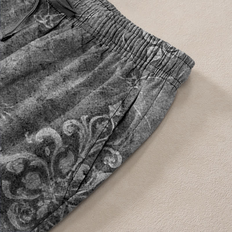Buddha Stones Baumwollhose für Herren mit Vintage-Barockmuster, schmal zulaufendem Schnitt und Taschen - image 11