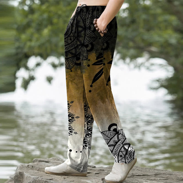 Buddha Stones Herrenhose aus Baumwolle mit Ombré-Mandala-Muster, schmal zulaufend und mit Taschen - image 5
