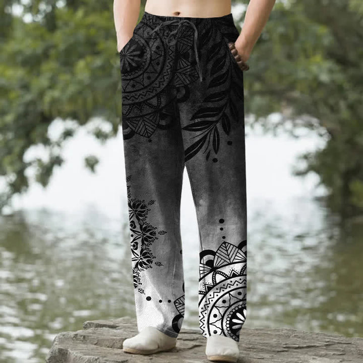 Buddha Stones Herrenhose aus Baumwolle mit Ombré-Mandala-Muster, schmal zulaufend und mit Taschen - Grau - US/ UK/AU50, EU60 (5XL) - image 8