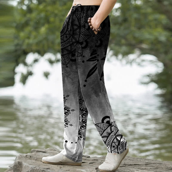 Buddha Stones Herrenhose aus Baumwolle mit Ombré-Mandala-Muster, schmal zulaufend und mit Taschen - image 9