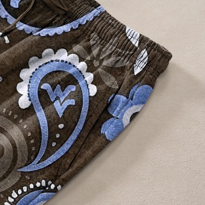 Buddha Stones Herrenhose aus Baumwolle mit Paisley-Blumenmuster, schmal zulaufend und mit Taschen - image 7