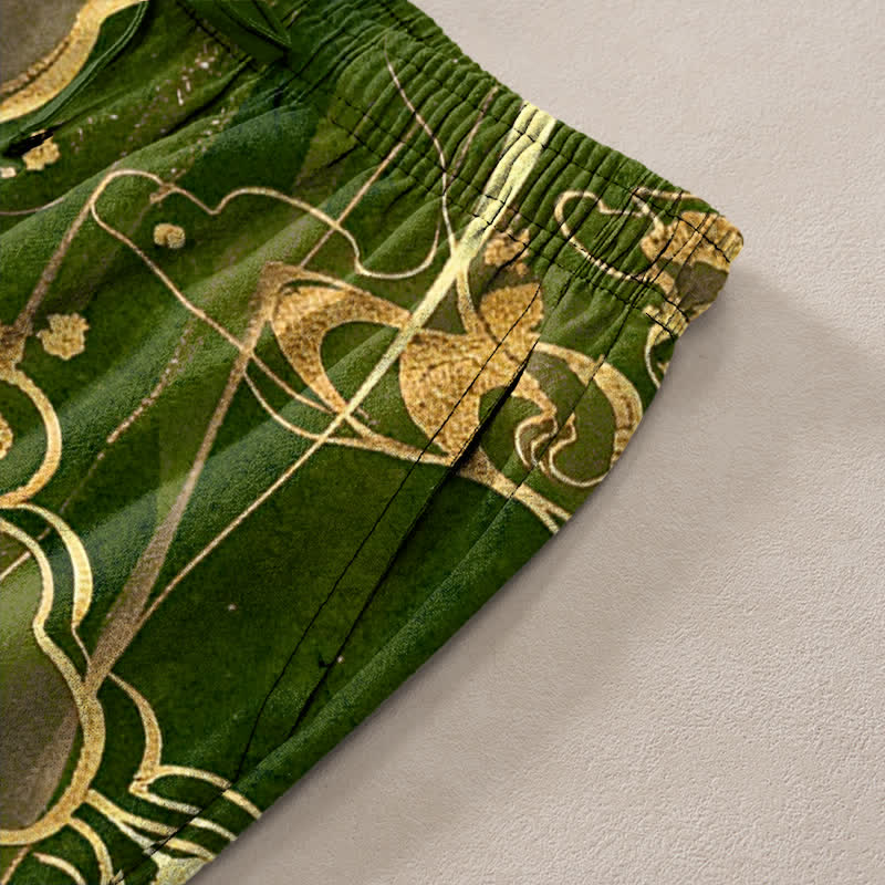 Buddha Stones Herrenhose aus Baumwolle mit Lotus- und Wolkenmuster, schmal zulaufend und mit Taschen - image 11