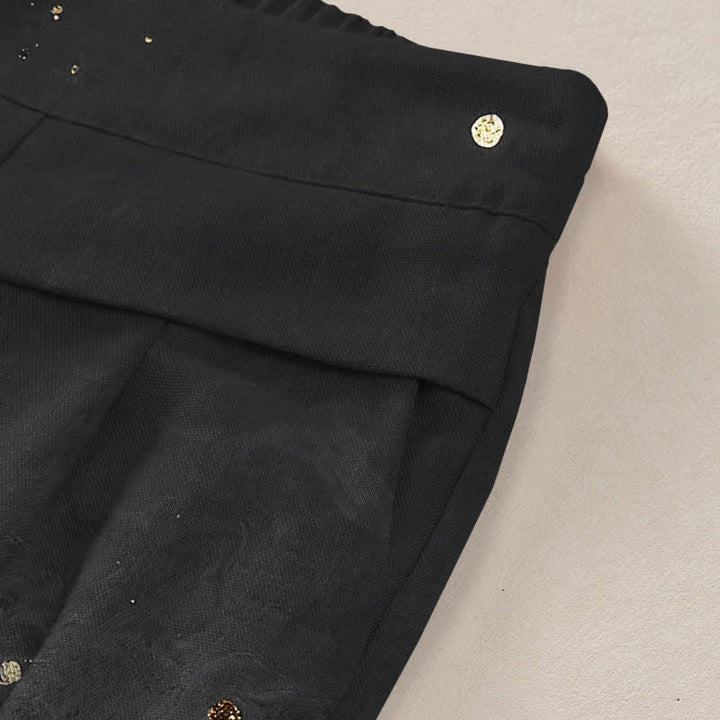 Buddha Stones Damenhose aus Baumwoll-Leinen-Mischgewebe mit orientalischem Landschaftsmuster, elastischem Bund, weitem Bein und Taschen - image 2