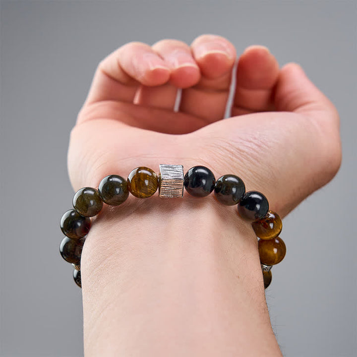 Buddha Stones Tigerauge Goldglanz Obsidian Einschluss Quarzperlen Schutzarmband - image 4