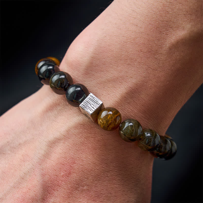 Buddha Stones Tigerauge Goldglanz Obsidian Einschluss Quarzperlen Schutzarmband - image 3