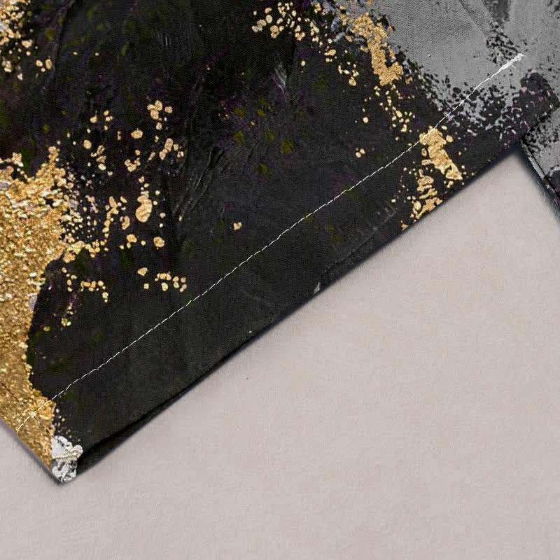 Buddha Stones Damenhose aus reiner Baumwolle mit Lotus-Tintenwaschmuster, elastischem Bund und Taschen - image 1