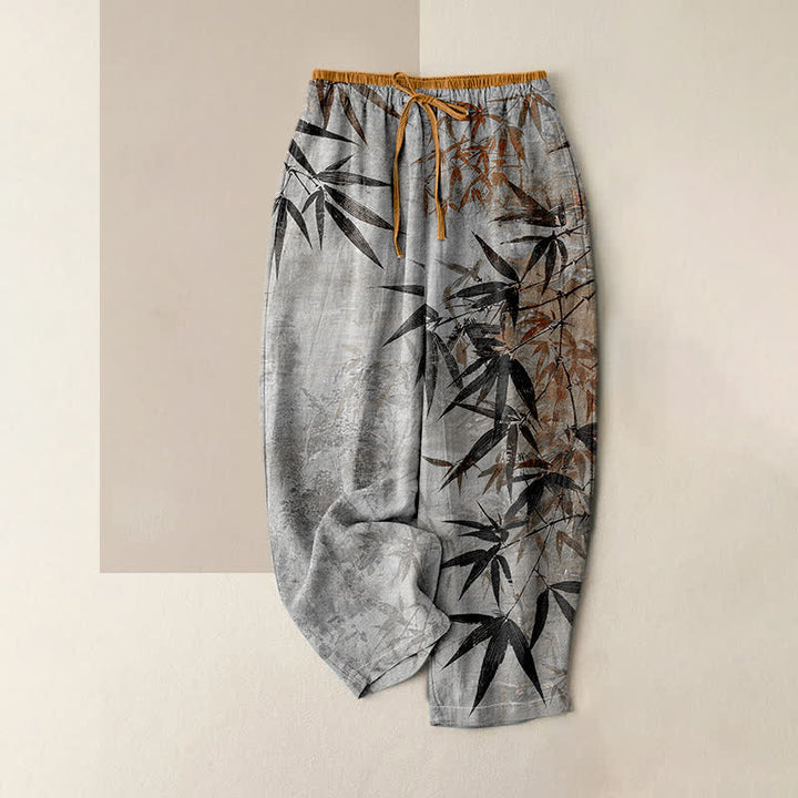 Buddha Stones Damenhose aus reiner Baumwolle mit Bambusmuster, elastischem Bund und Taschen - Hellgrau - US16, UK/AU20, EU48 (3XL) - image 4