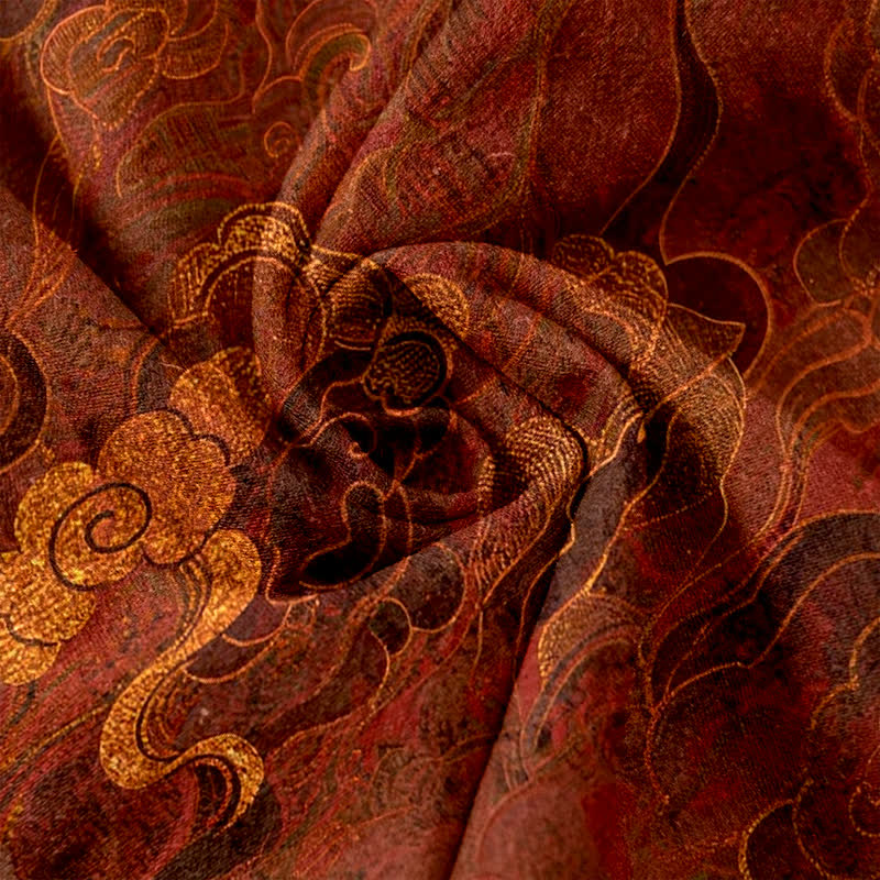 Buddha Stones Damenhose aus reiner Baumwolle mit orientalischem Wolkenmuster, elastischem Bund und Taschen - image 2