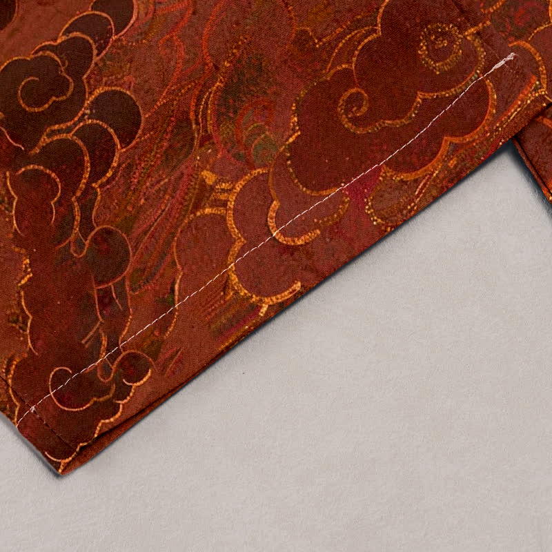 Buddha Stones Damenhose aus reiner Baumwolle mit orientalischem Wolkenmuster, elastischem Bund und Taschen - image 1