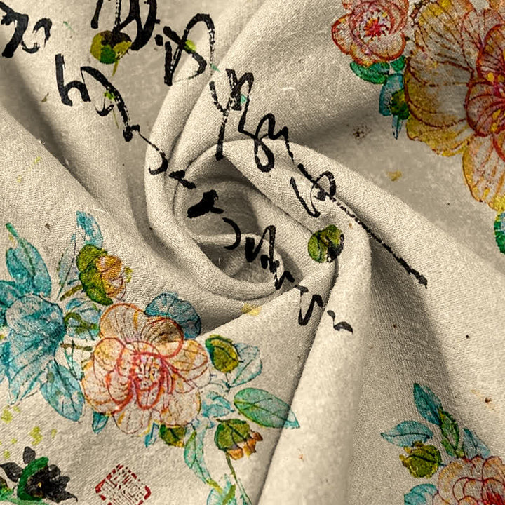 Buddha Stones Damenhose aus reiner Baumwolle mit Vintage-Blumenmuster und elastischem Bund, Taschen - image 2
