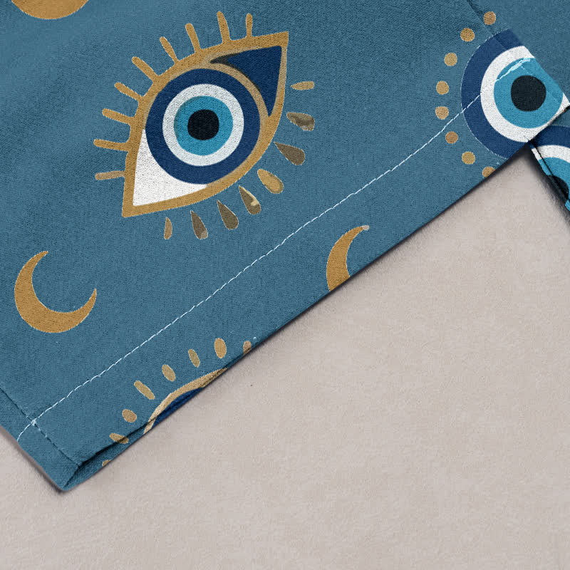 Buddha Stones Damenhose aus reiner Baumwolle mit mystischem Nazar-Muster, elastischem Bund und Taschen - image 1