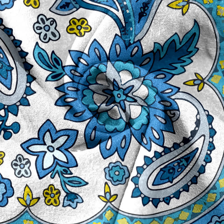 Buddha Stones Damenhose aus reiner Baumwolle mit böhmischem Paisley-Blumenmuster, elastischem Bund und Taschen - image 2