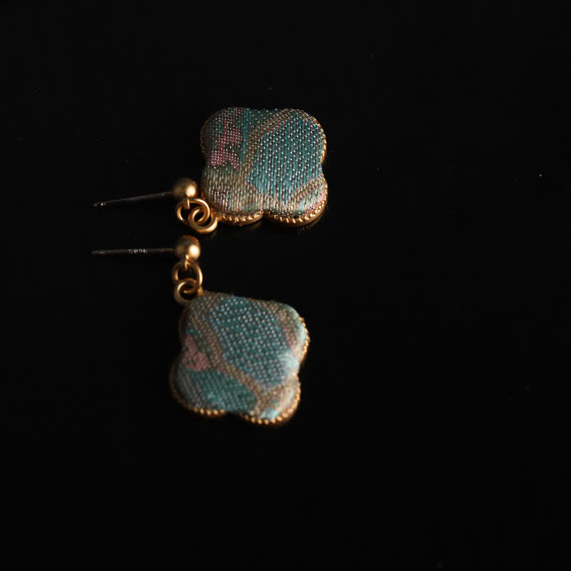 Buddha Stones Ohrhänger aus handgefertigter Seide mit floralem Harmonie-Motiv aus Brokat - image 5